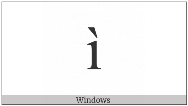 Latin Small Letter I With Grave on various operating systems