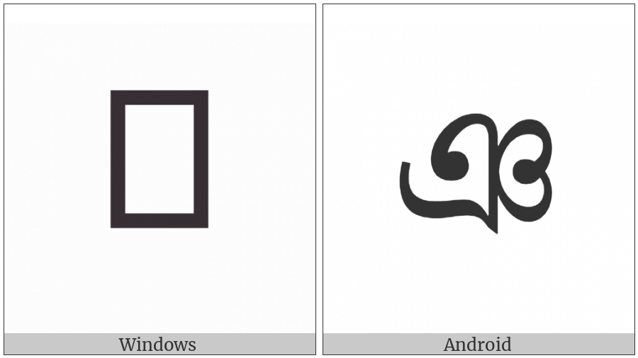 Bengali Letter Nya on various operating systems