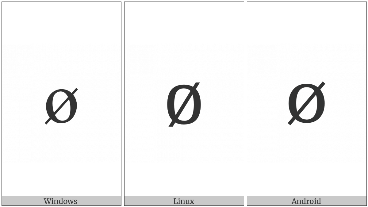Latin Small Letter O With Stroke on various operating systems