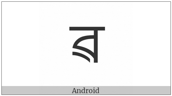 Bengali Letter Ra With Lower Diagonal on various operating systems