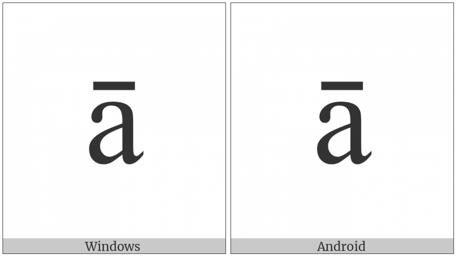 Latin Small Letter A With Macron on various operating systems