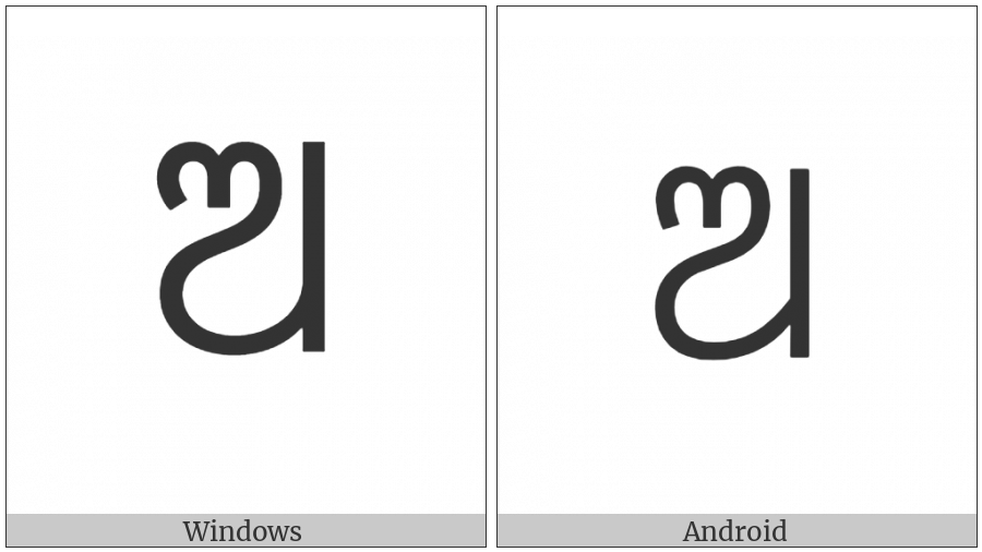 Oriya Letter A on various operating systems