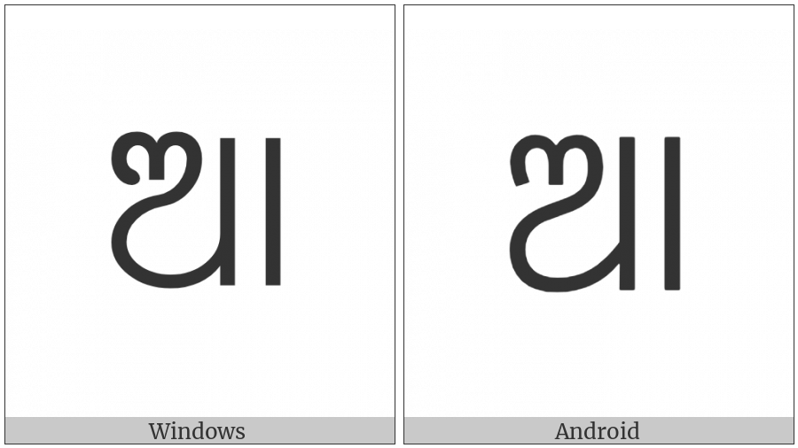 Oriya Letter Aa on various operating systems