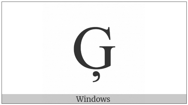 Latin Capital Letter G With Cedilla on various operating systems