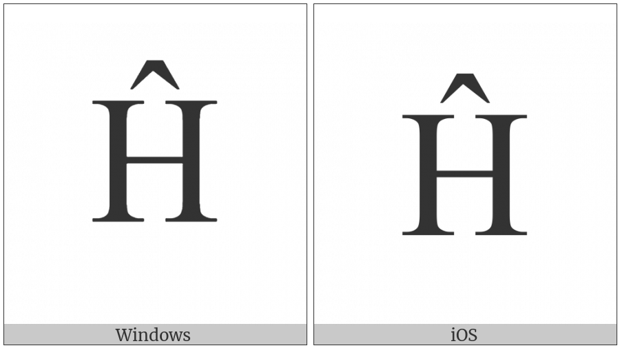Latin Capital Letter H With Circumflex on various operating systems