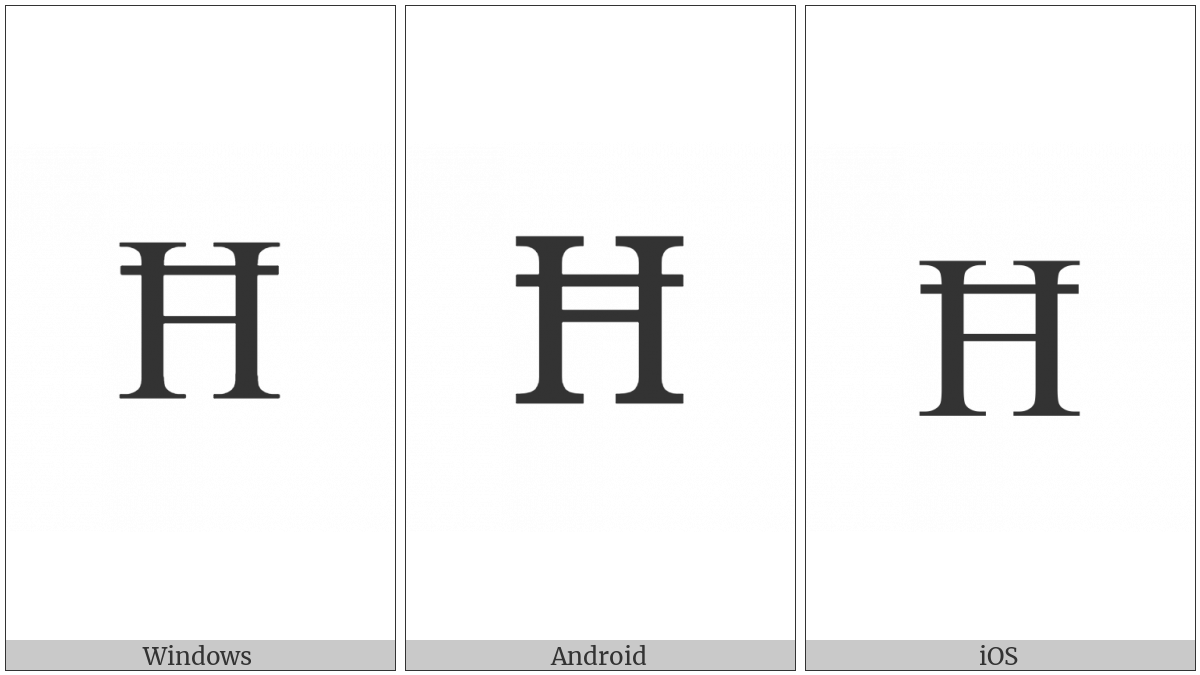 Latin Capital Letter H With Stroke on various operating systems