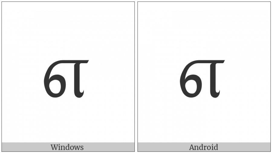Tamil Letter E on various operating systems