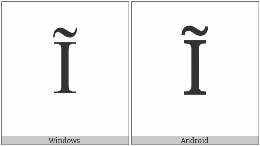 Latin Capital Letter I With Tilde on various operating systems