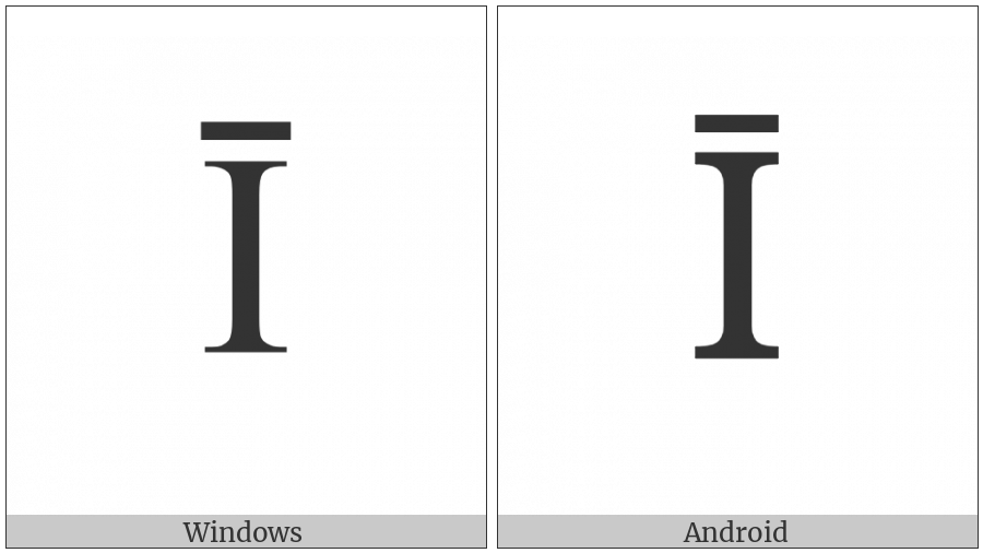 Latin Capital Letter I With Macron on various operating systems