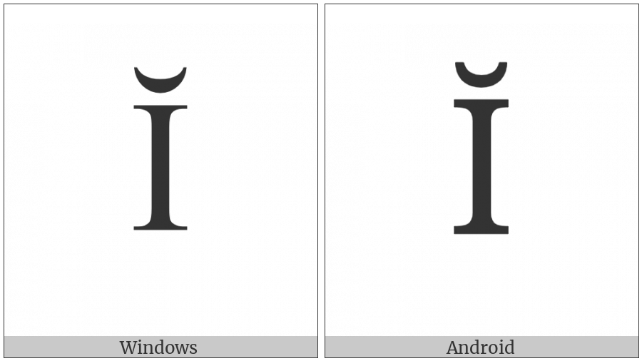 Latin Capital Letter I With Breve on various operating systems