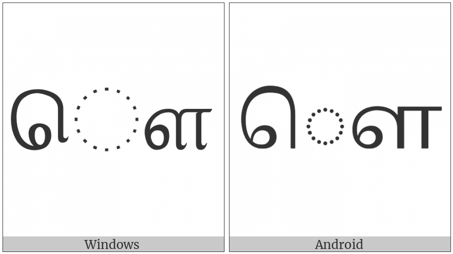 Tamil Vowel Sign Au on various operating systems