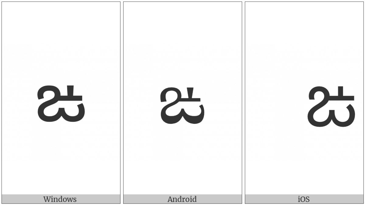 Telugu Letter Nga on various operating systems