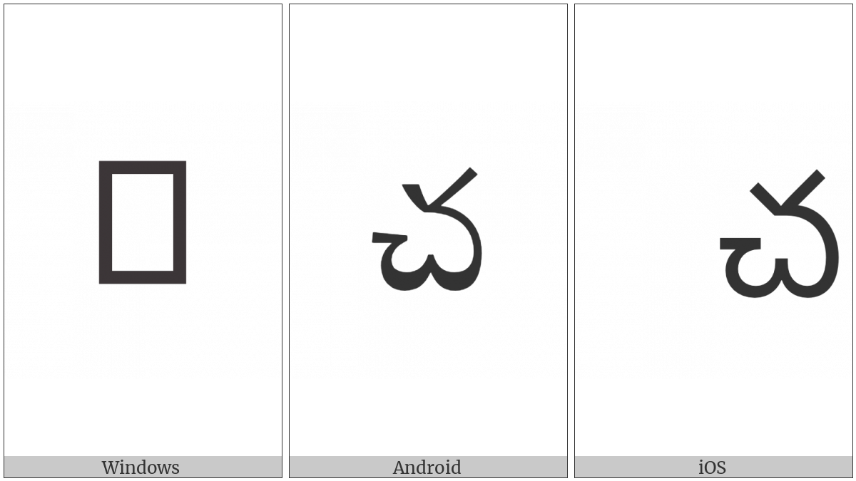Telugu Letter Ca on various operating systems