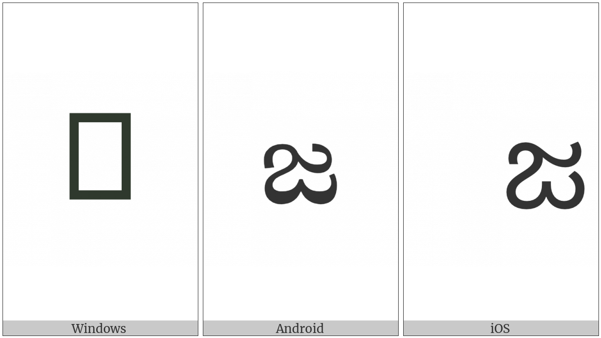 Telugu Letter Ja on various operating systems