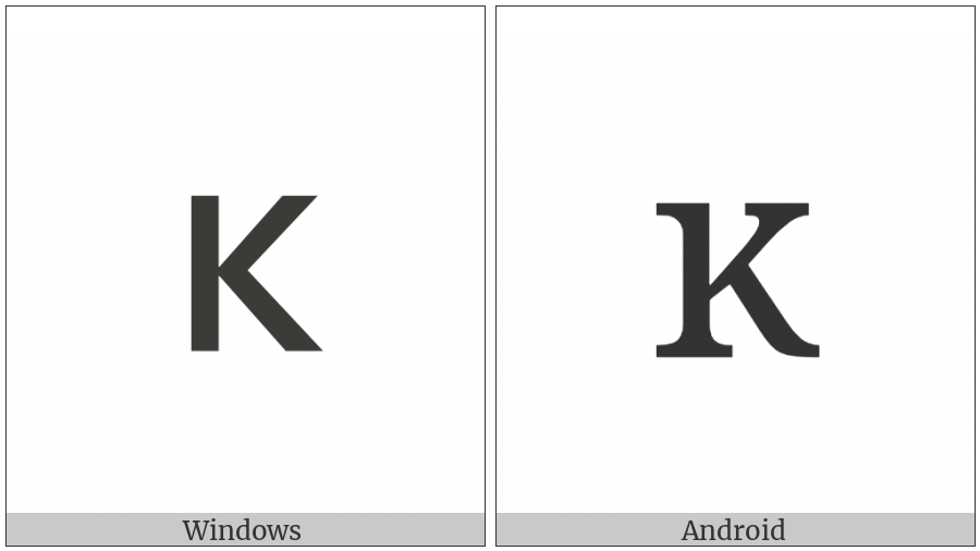 Latin Small Letter Kra on various operating systems