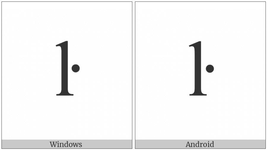 Latin Small Letter L With Middle Dot on various operating systems