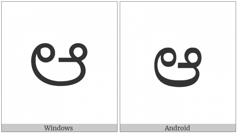 Kannada Letter Aa on various operating systems
