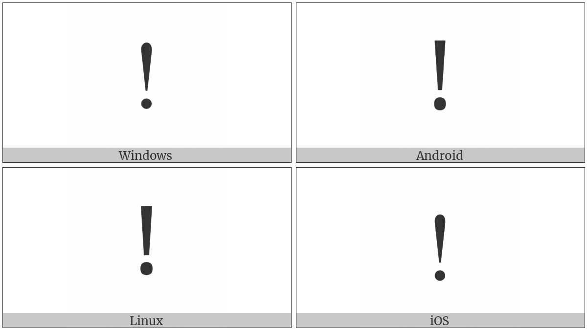 Exclamation Mark on various operating systems