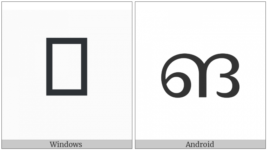 Malayalam Letter Nga on various operating systems