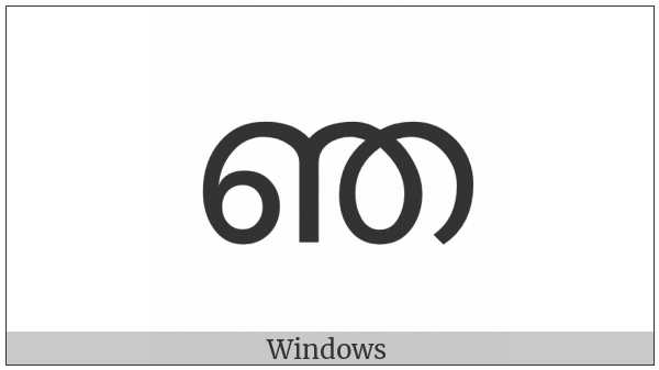 Malayalam Letter Nya on various operating systems