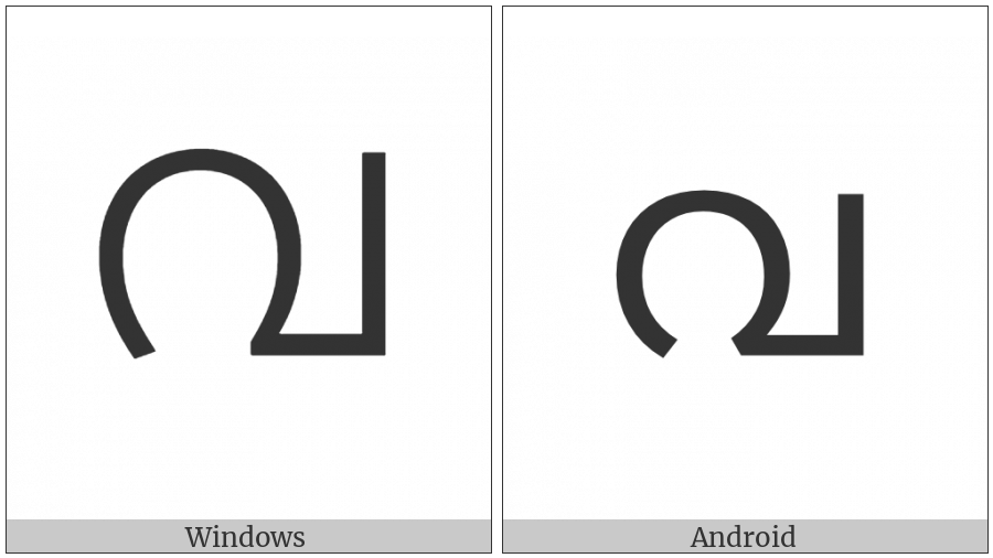 Malayalam Letter Va on various operating systems