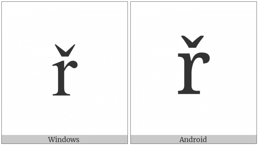 Latin Small Letter R With Caron on various operating systems