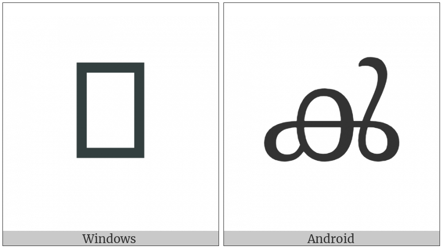 Malayalam Letter Chillu K on various operating systems