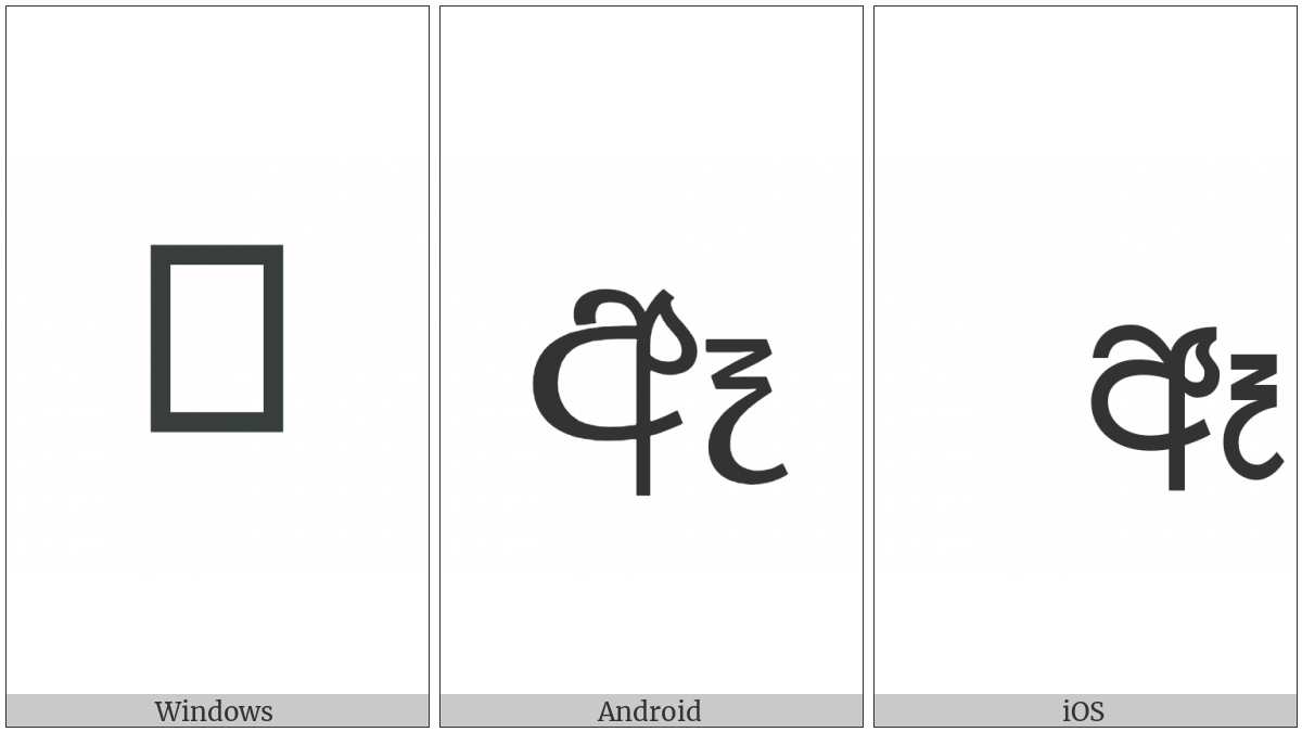 Sinhala Letter Aeeyanna on various operating systems