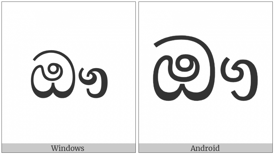 Sinhala Letter Auyanna on various operating systems