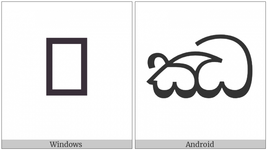 Sinhala Letter Mahaapraana Jayanna on various operating systems
