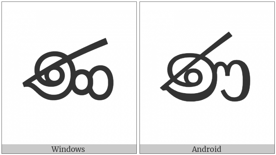 Sinhala Letter Muurdhaja Nayanna on various operating systems
