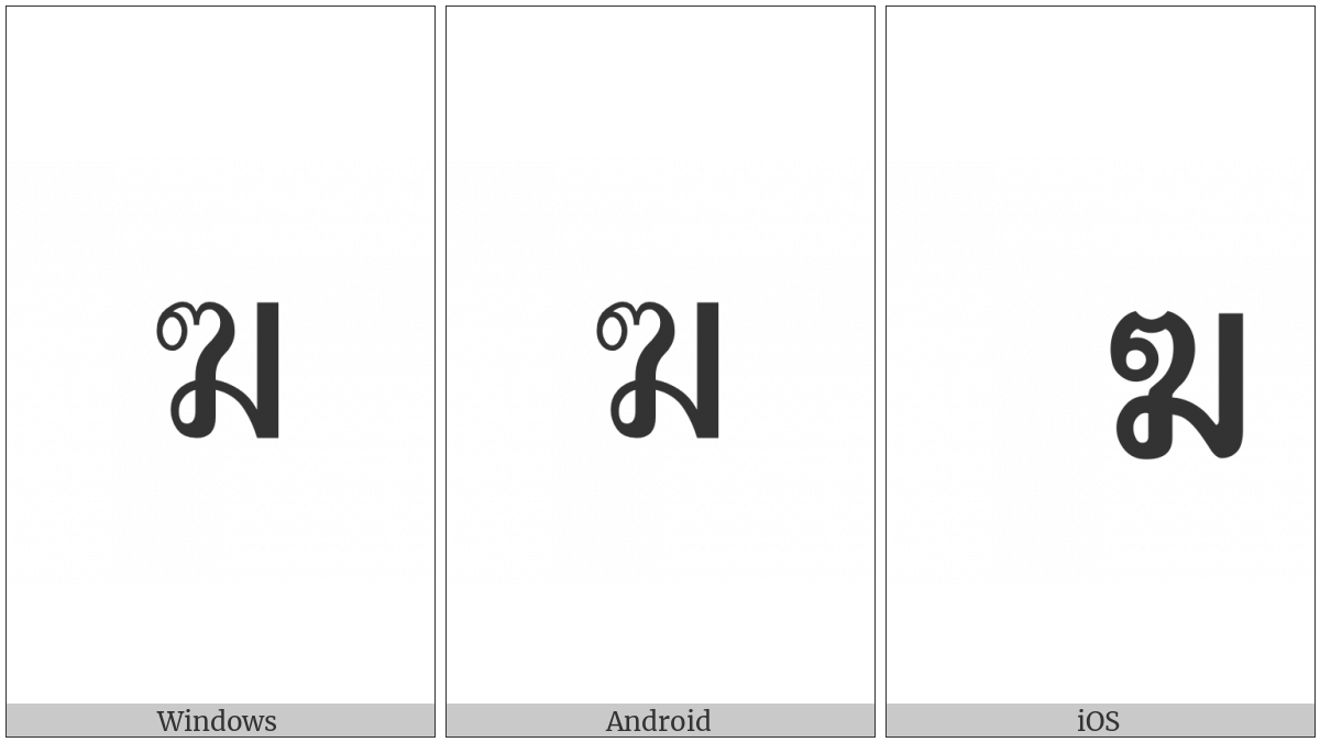 Thai Character Kho Rakhang on various operating systems