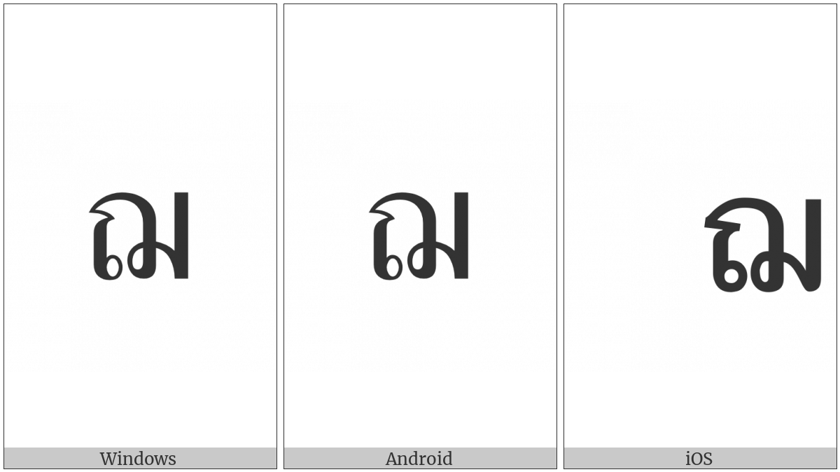 Thai Character Cho Choe on various operating systems