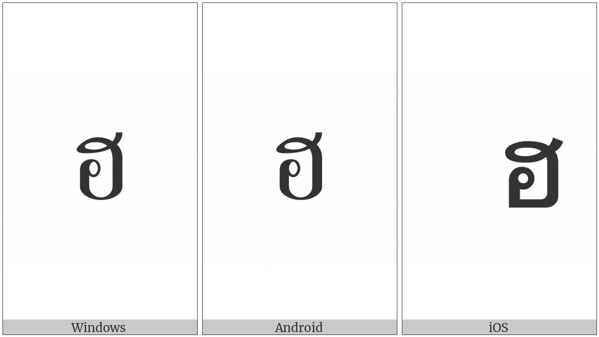 Thai Character Ho Nokhuk on various operating systems