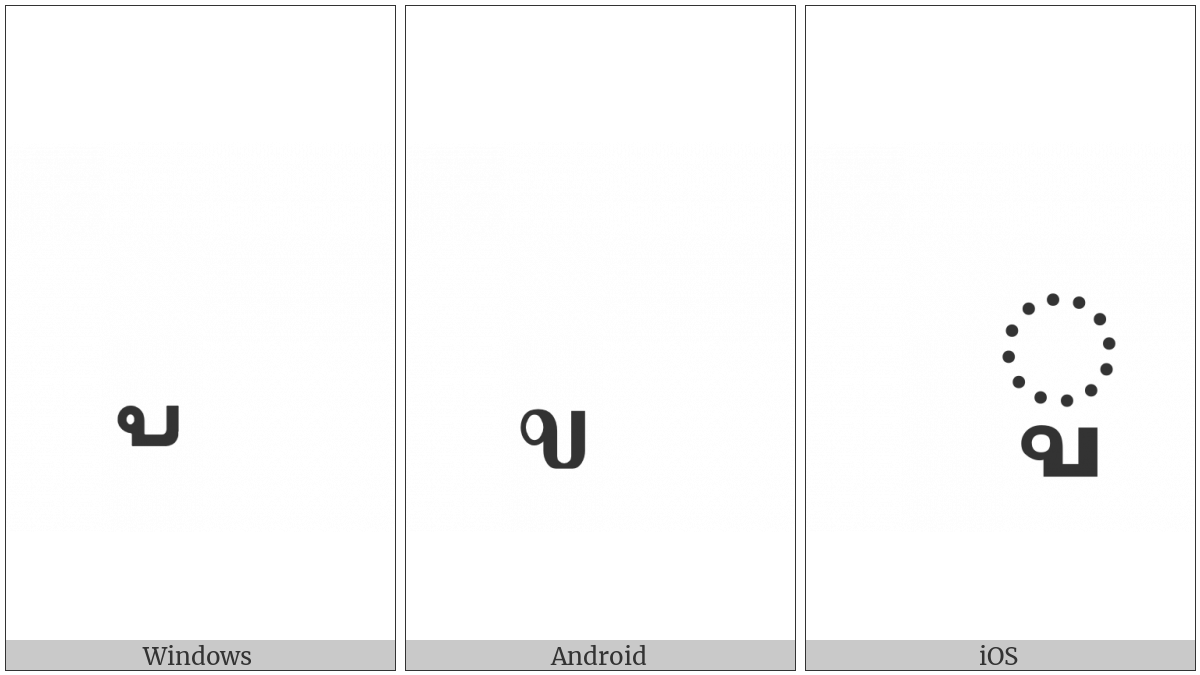 Thai Character Sara Uu on various operating systems