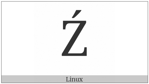 Latin Capital Letter Z With Acute on various operating systems