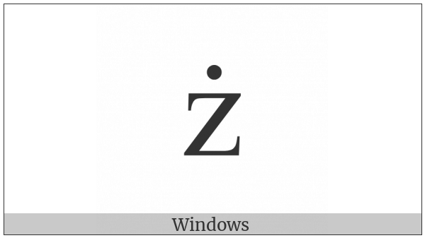 Latin Small Letter Z With Dot Above on various operating systems