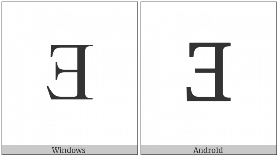 Latin Capital Letter Reversed E on various operating systems
