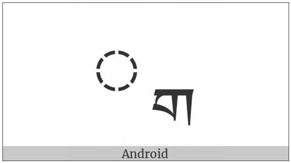 Tibetan Subjoined Letter Ga on various operating systems