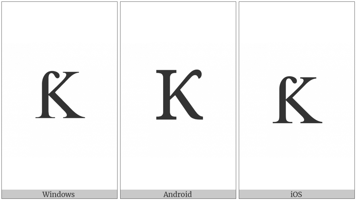 Latin Capital Letter K With Hook on various operating systems