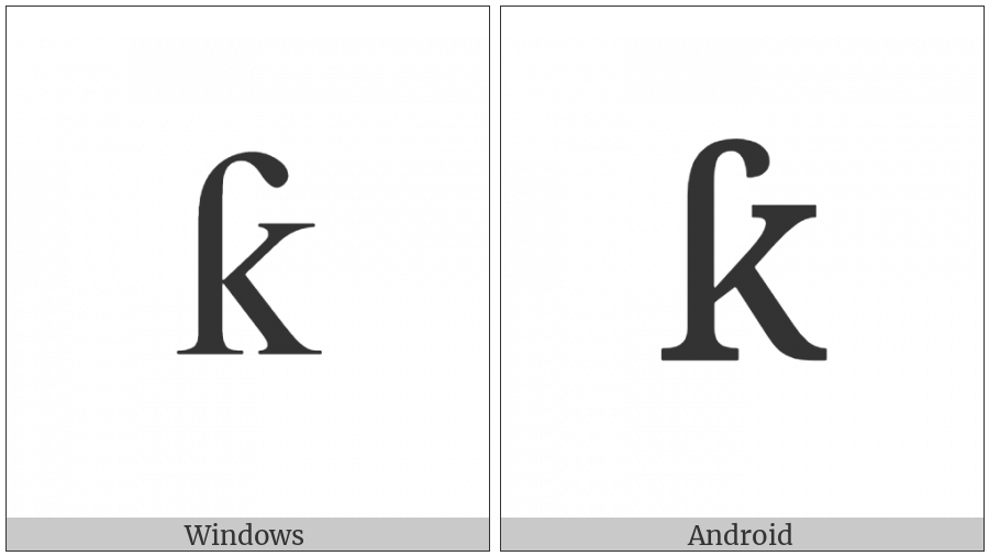 Latin Small Letter K With Hook on various operating systems