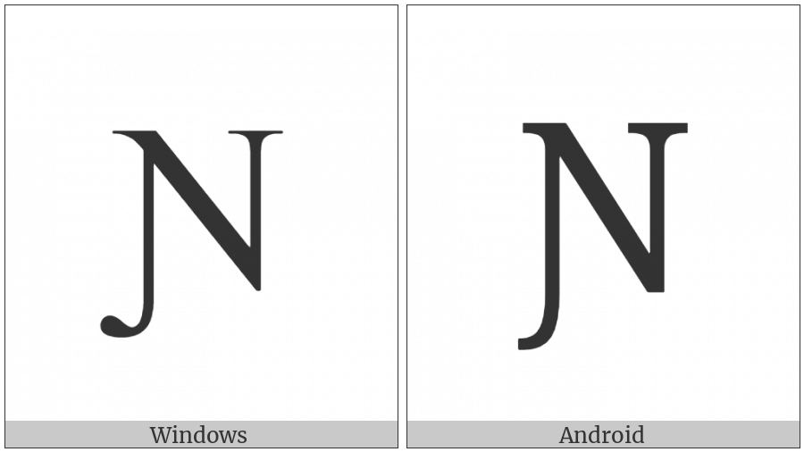 Latin Capital Letter N With Left Hook on various operating systems