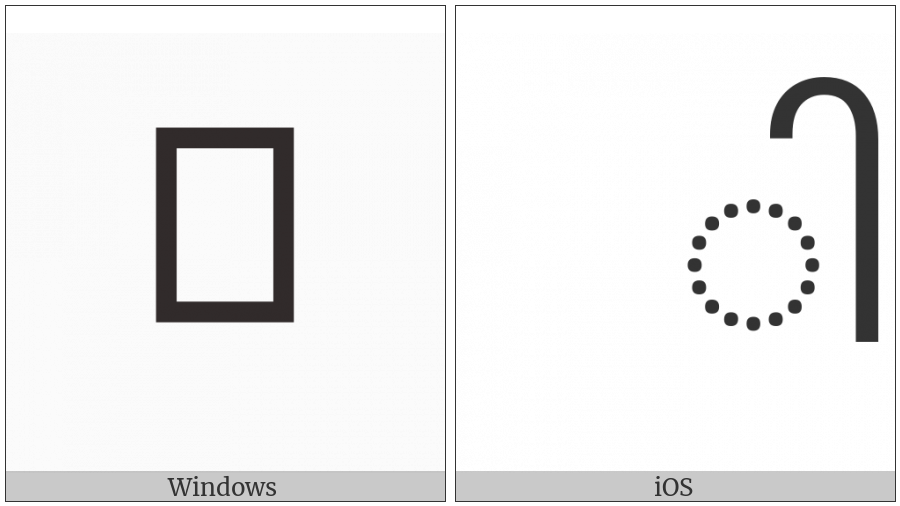 Myanmar Vowel Sign Tall Aa on various operating systems