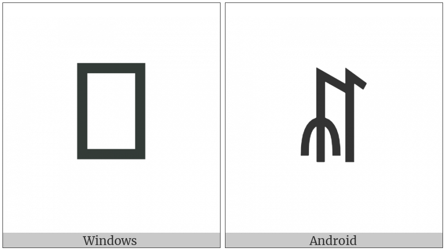 Yi Syllable He on various operating systems