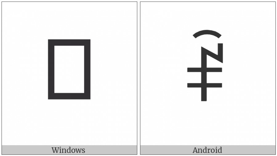 Yi Syllable Yiex on various operating systems