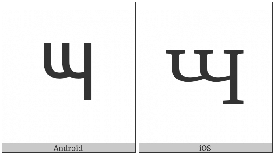 Cyrillic Capital Letter Cche on various operating systems