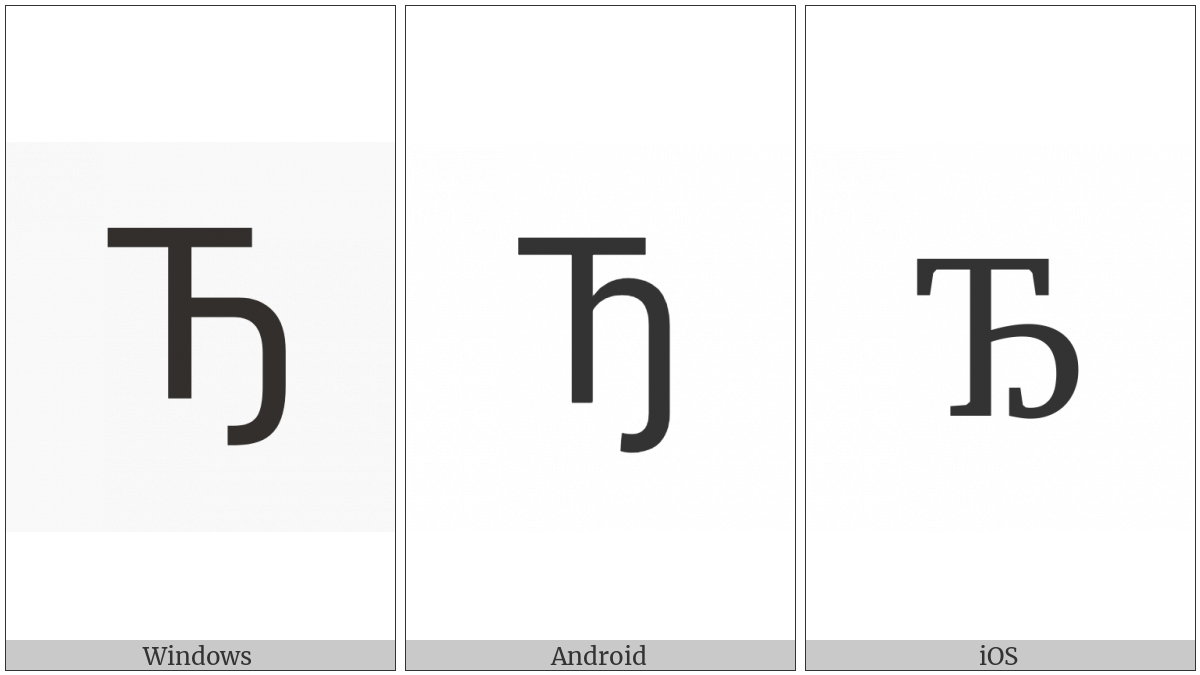 Cyrillic Capital Letter Te With Middle Hook on various operating systems