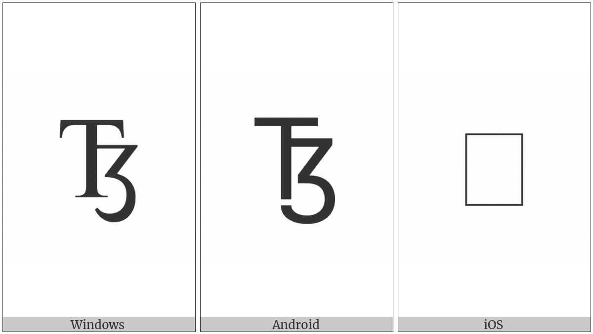 Latin Capital Letter Tz on various operating systems