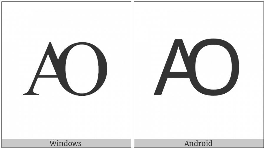 Latin Capital Letter Ao on various operating systems