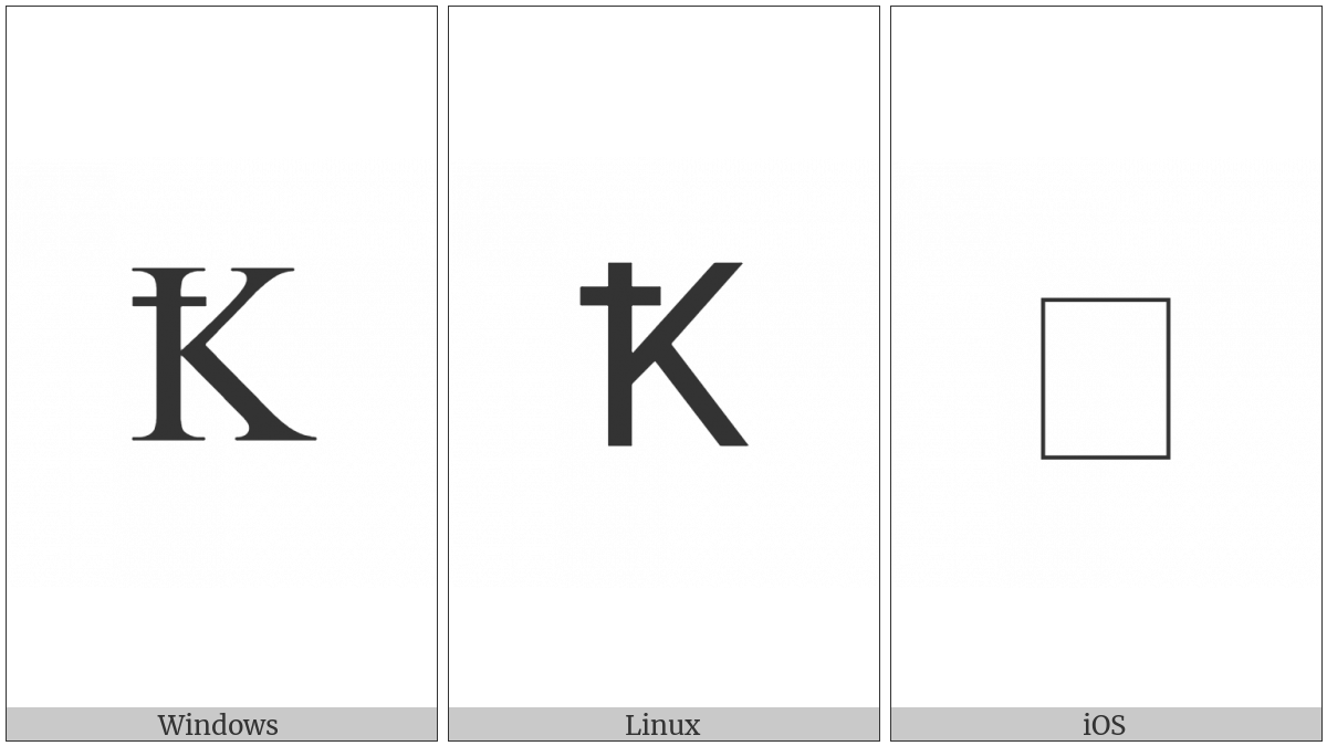 Latin Capital Letter K With Stroke on various operating systems